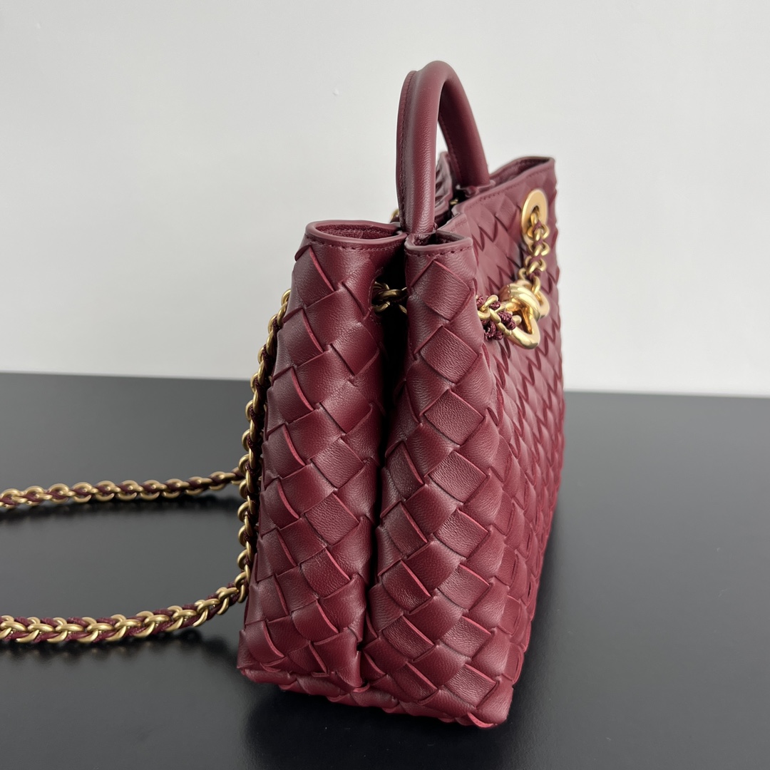 Small Andiamo Intrecciato Leather Top Handle Bag Bordeaux